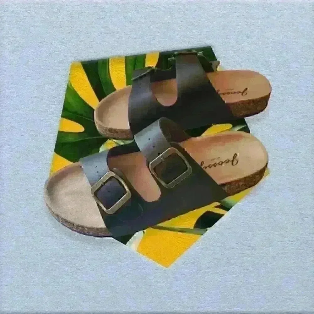 Jeossy Women's Two Buckle Slides Sandals Adjustable Summer Shoe